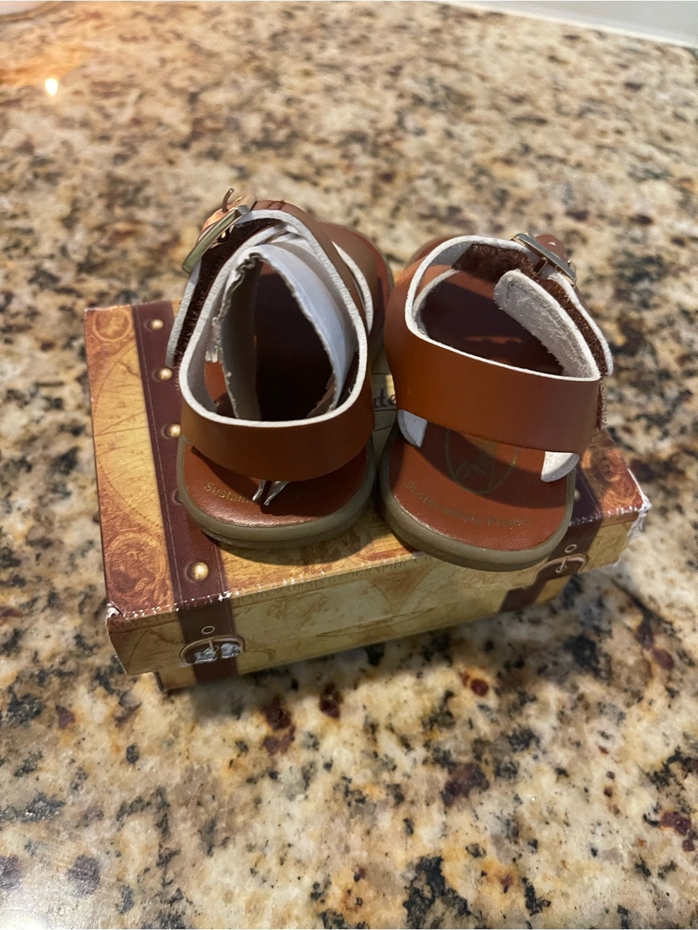 FootMates Brown Toddler Sandals with Gold Buckles - Picture 4 of 5